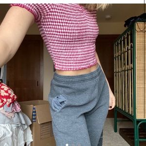 gingham red and white shirt